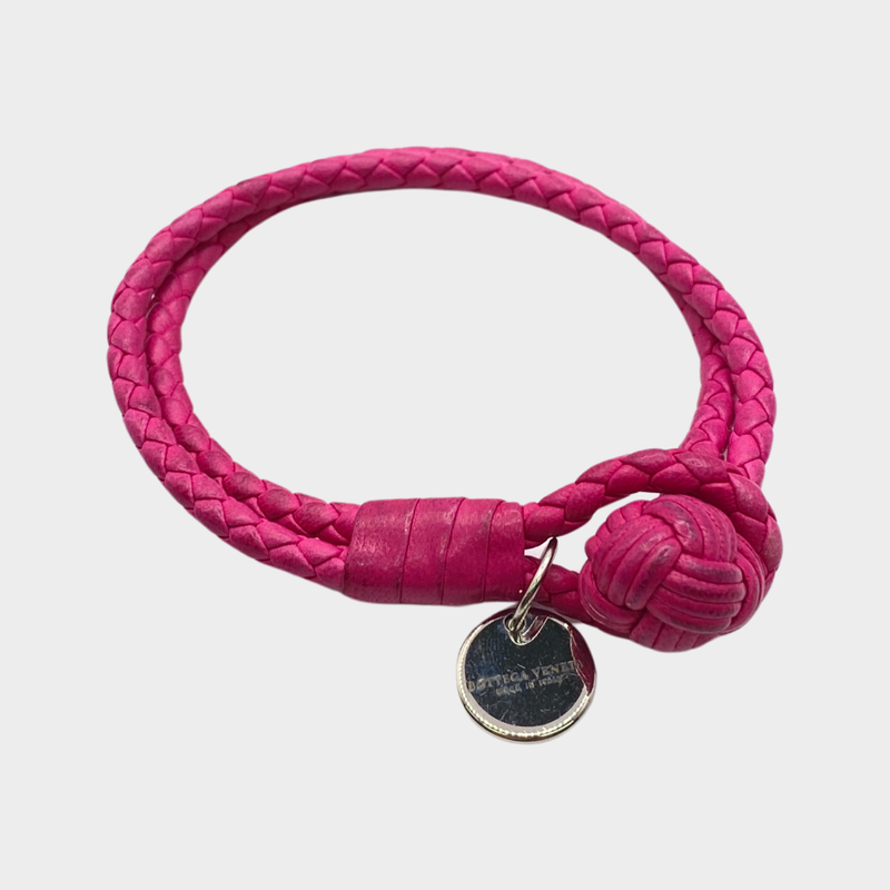 Bottega Veneta women's pink intrecciato double bracelet