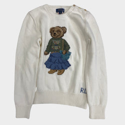 Polo Ralph Lauren girl's ecru cotton jumper with signature bear print
