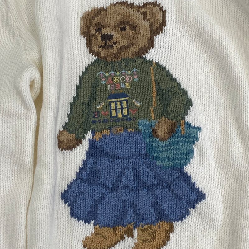 Polo Ralph Lauren girl's ecru cotton jumper with signature bear print