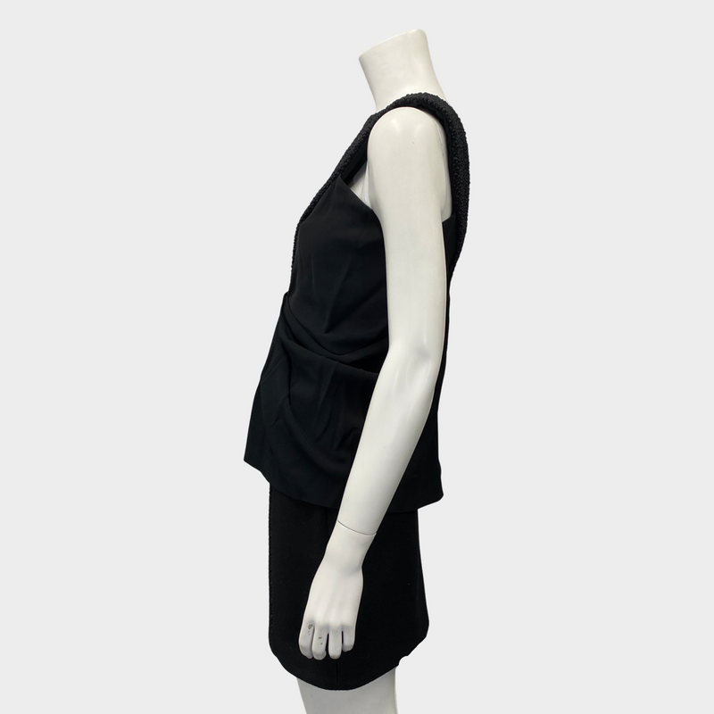 Balenciaga women's black woolen set of jacket and top
