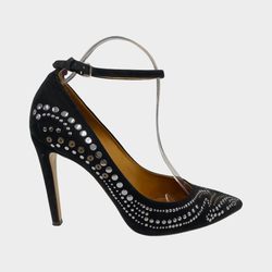 Isabel Marant black suede heels with metallic embellishments