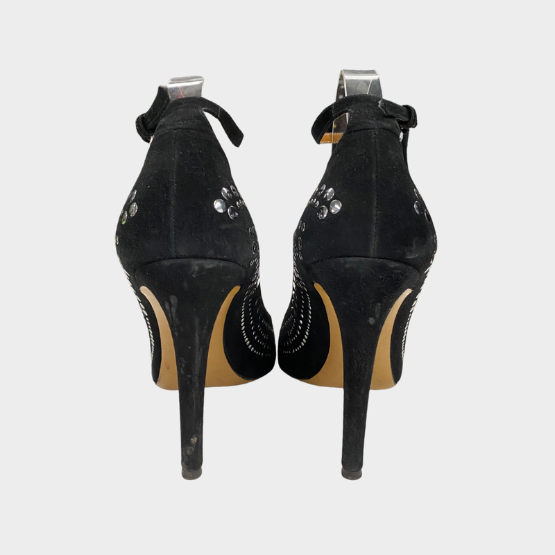 Isabel Marant black suede heels with metallic embellishments