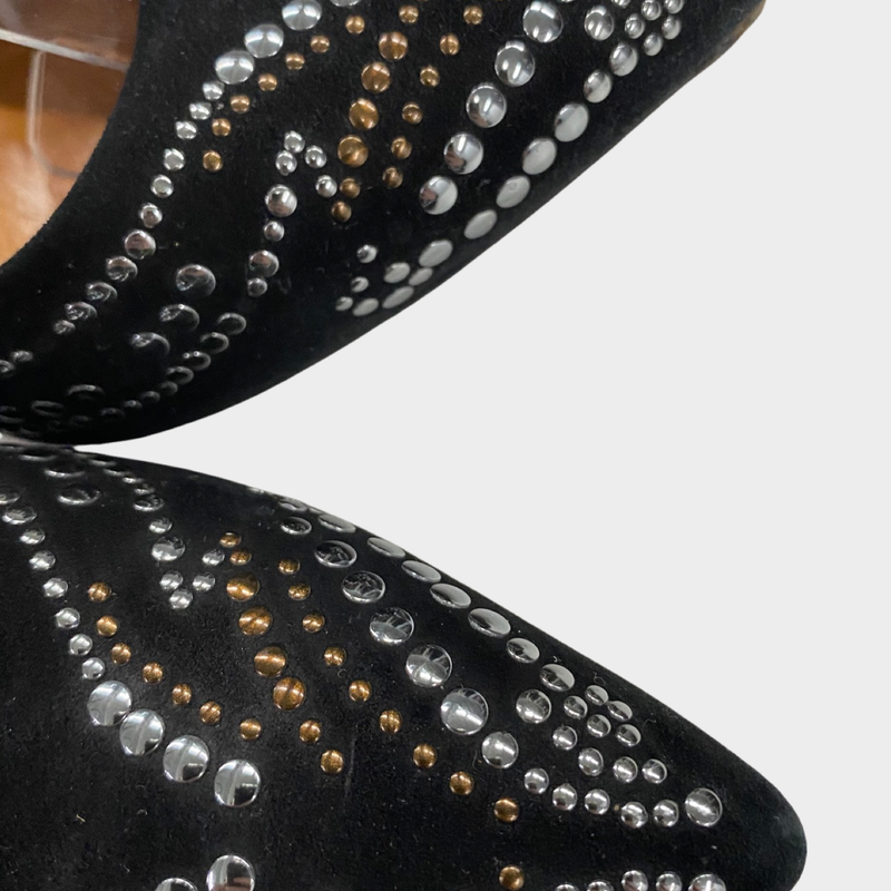 Isabel Marant black suede heels with metallic embellishments