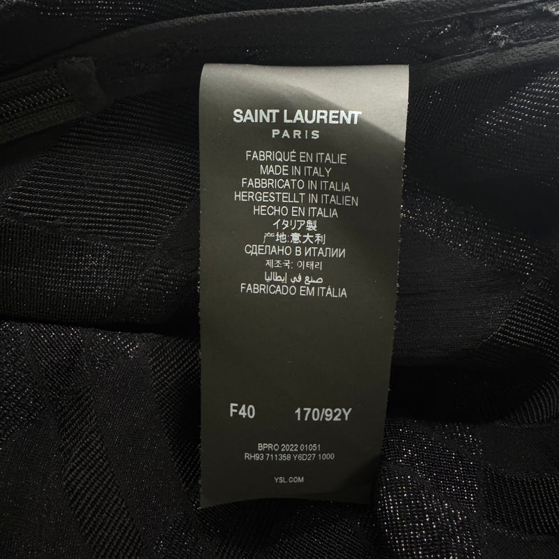 Saint Laurent Black Tie-Neck Sheer Dress