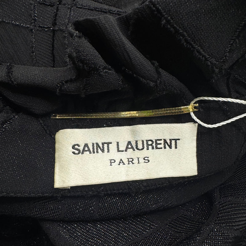 Saint Laurent Black Tie-Neck Sheer Dress