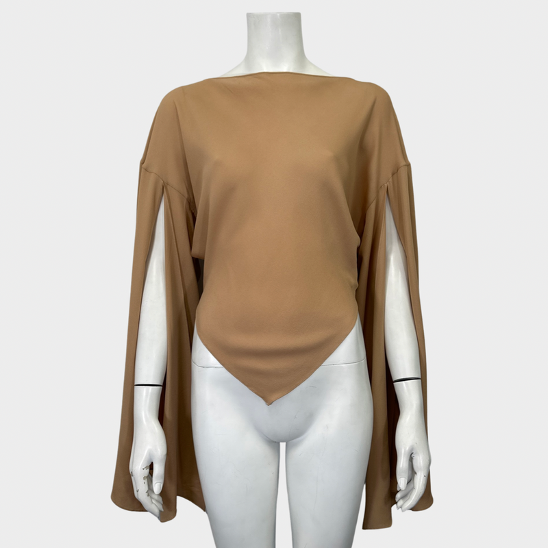 Balenciaga women's taupe silk draped effect blouse