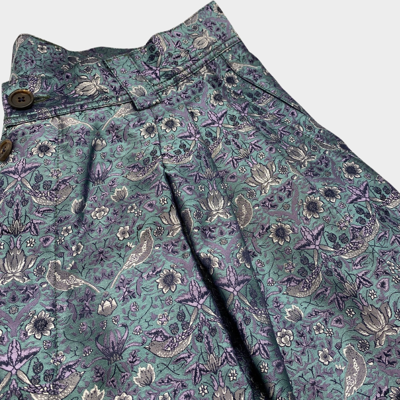 Pal Zileri men's blue floral print silk trousers