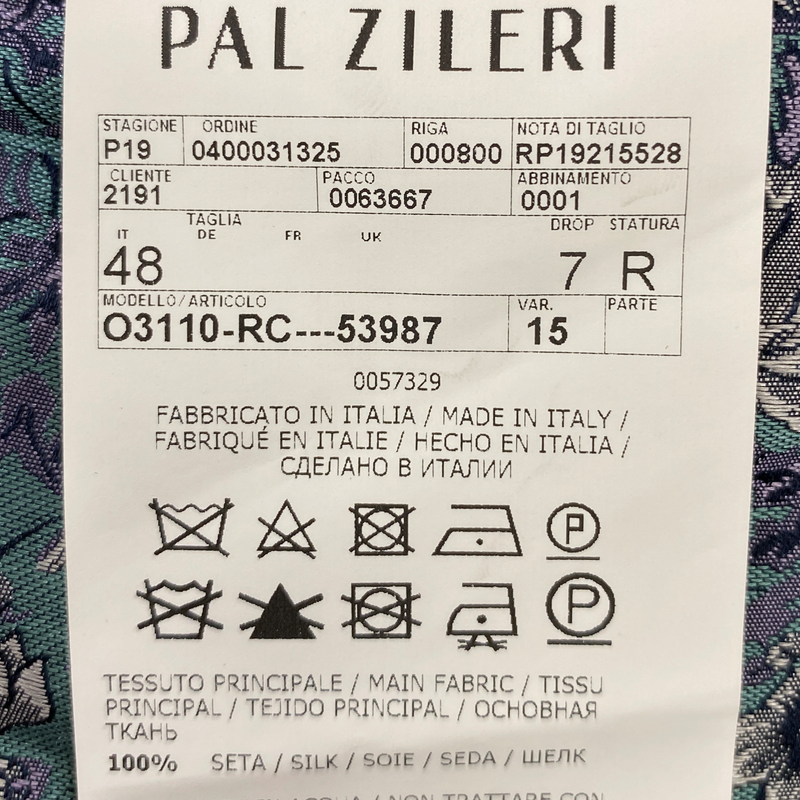 Pal Zileri men's blue floral print silk trousers