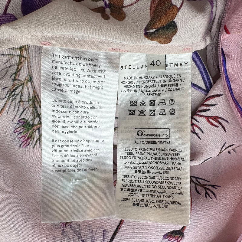 Stella McCartney Pink and Red Flower Print Belted Silk Dress