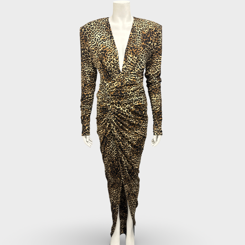 Alexandre Vauthier Natural Ruched Leopard-print Stretch-jersey Maxi Dress