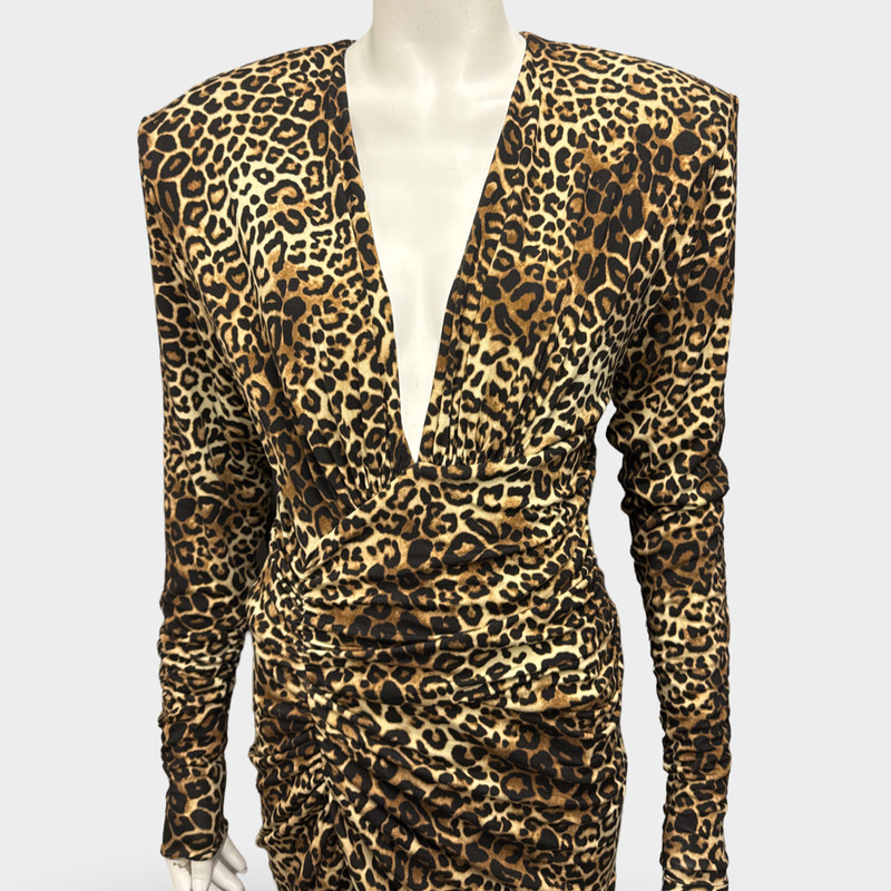 Alexandre Vauthier Natural Ruched Leopard-print Stretch-jersey Maxi Dress