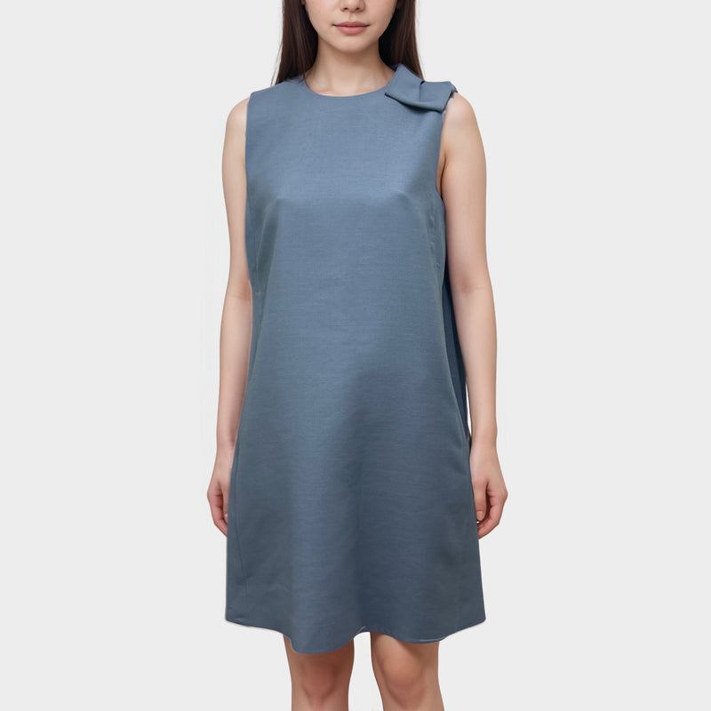 Valentino Sky Blue Wool and Silk Sleeveless Dress