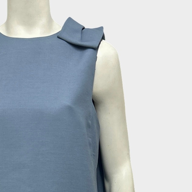 Valentino Sky Blue Wool and Silk Sleeveless Dress