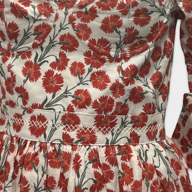 AGUA Red and white floral mini cotton Dress
