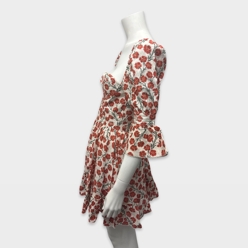 AGUA Red and white floral mini cotton Dress