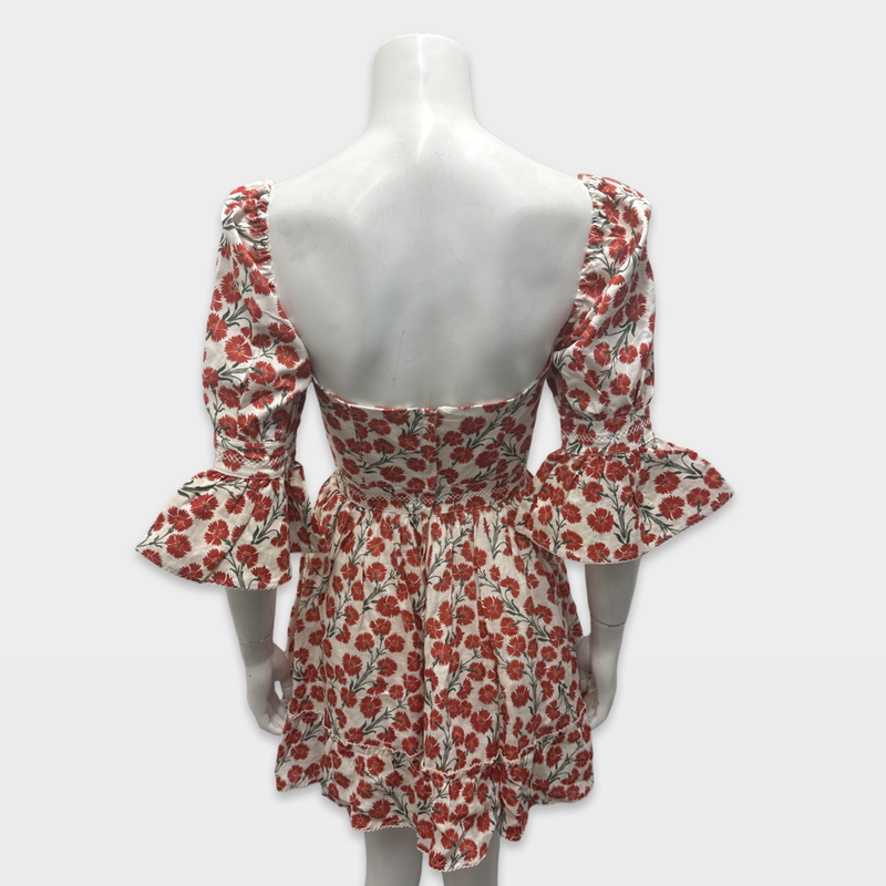 AGUA Red and white floral mini cotton Dress