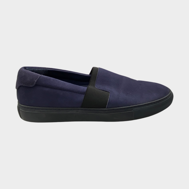 Balenciaga men's navy suede slip on loafers