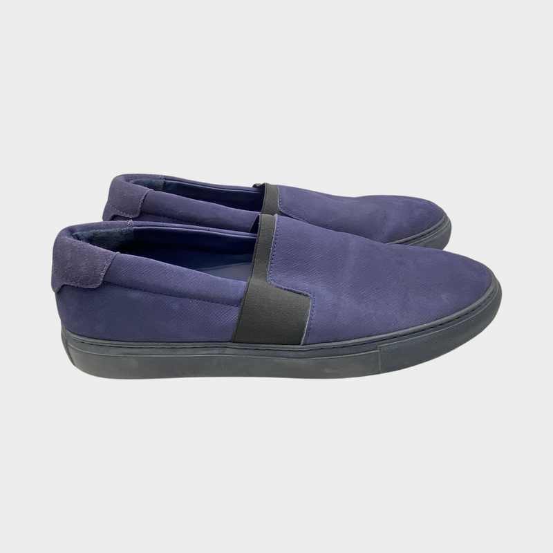 Balenciaga men's navy suede slip on loafers