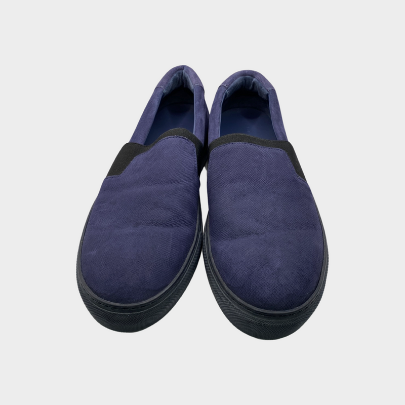 Balenciaga men's navy suede slip on loafers