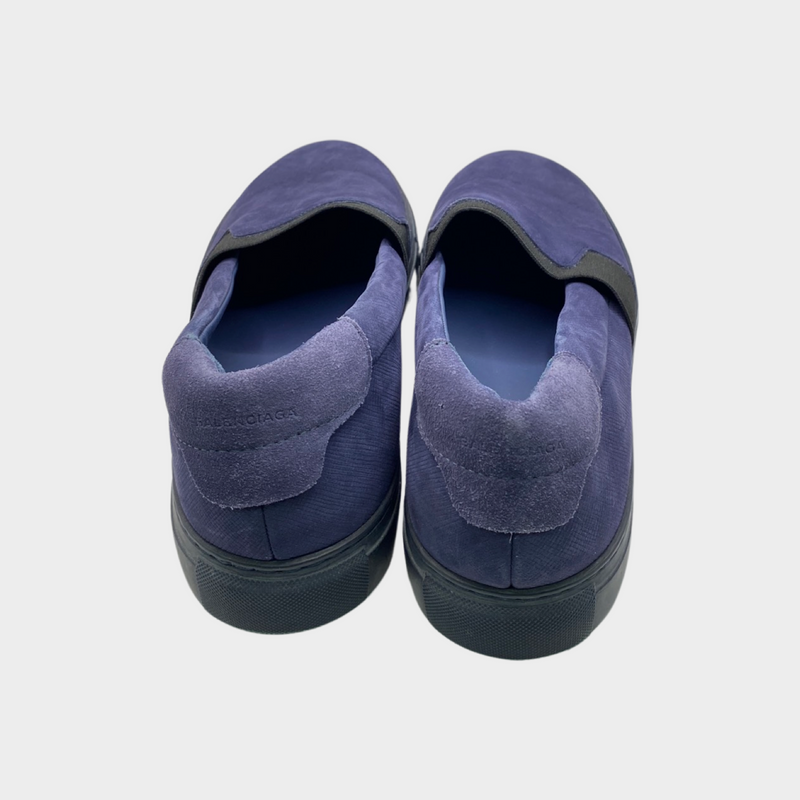 Balenciaga men's navy suede slip on loafers