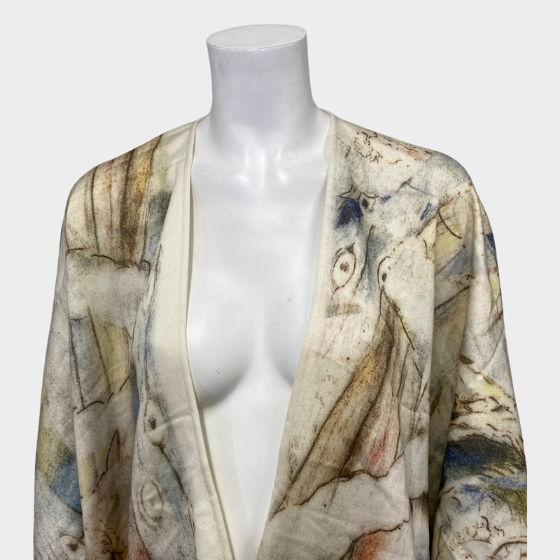 Alexander Mcqueen women's ecru watercolour print cape shawl