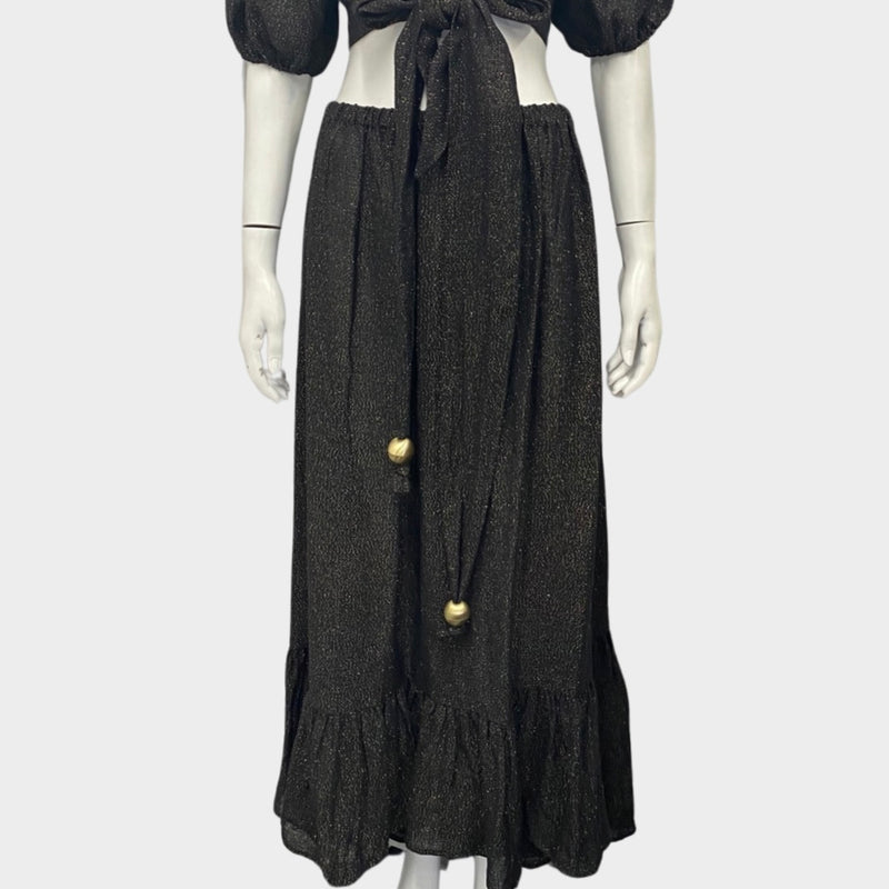 Lisa Marie Fernandez black and gold metallic maxi skirt