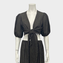 Lisa Marie Fernandez black and gold metallic tie top