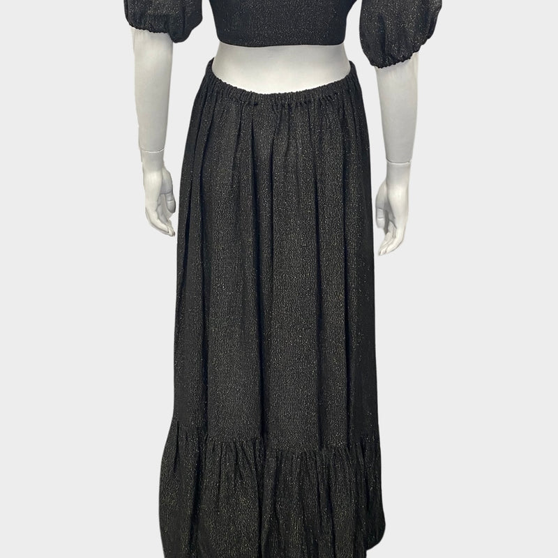 Lisa Marie Fernandez black and gold metallic maxi skirt
