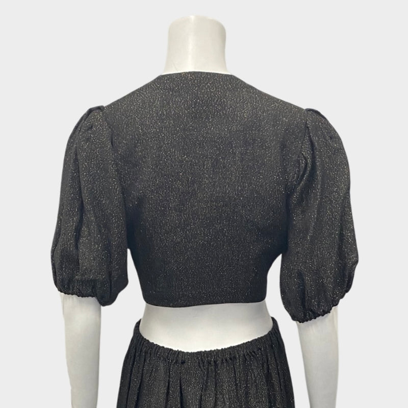 Lisa Marie Fernandez black and gold metallic tie top