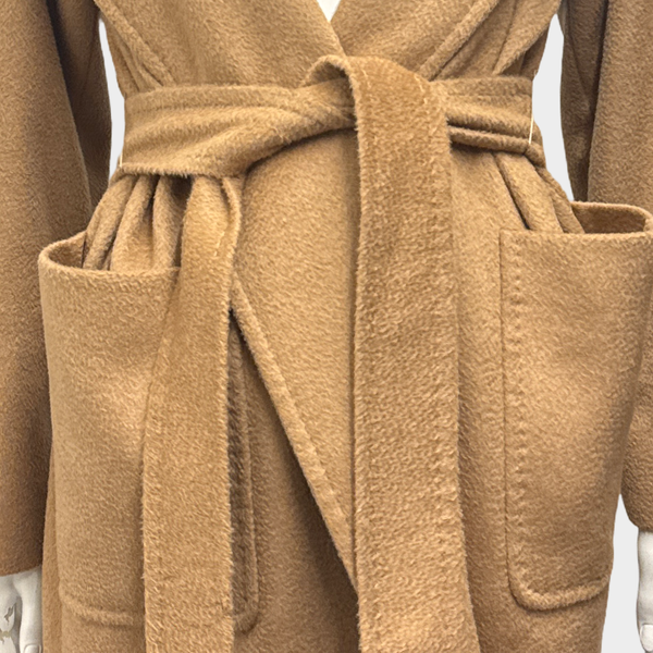 Max Mara Women's Beige Camel Wool Wrap Coat