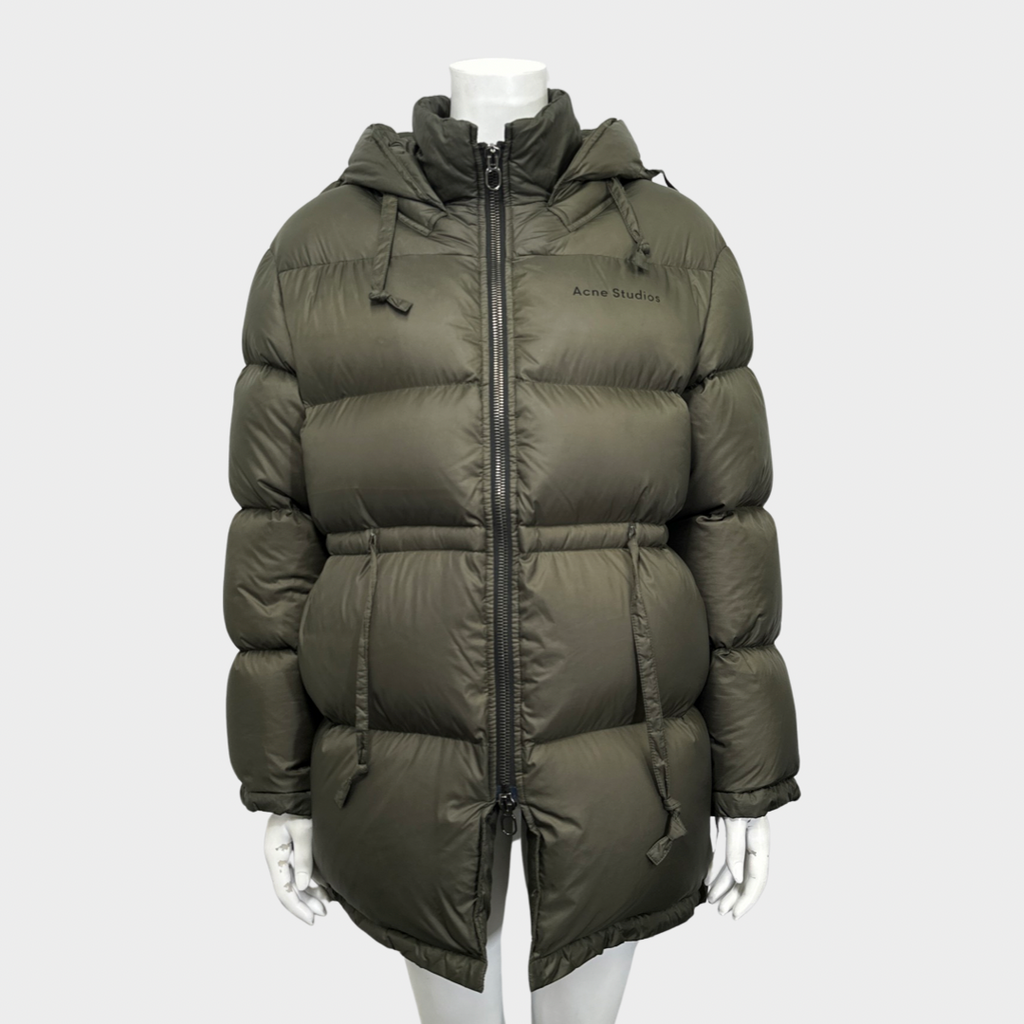Acne hooded down jacket forest green outlet