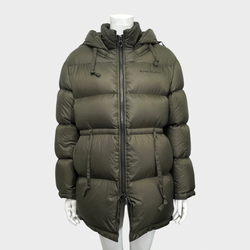 Acne Studios women's khaki oversized puffer jacket with hood