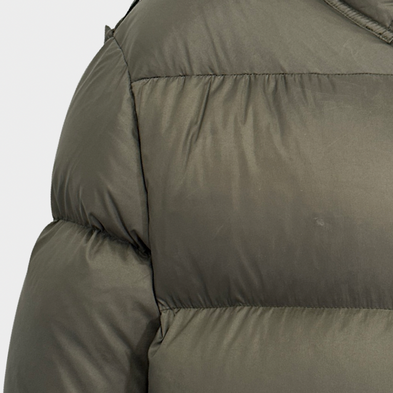 Acne Studios women's khaki oversized puffer jacket with hood