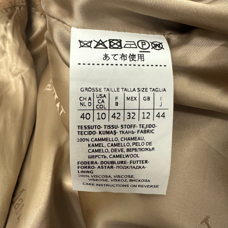 Max Mara Women's Beige Camel Wool Wrap Coat