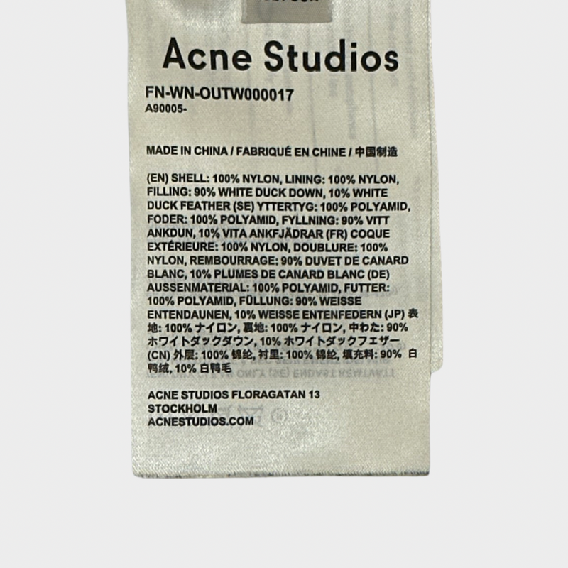 Acne Studios women's khaki oversized puffer jacket with hood