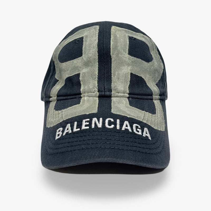 Balenciaga Navy and Off-white Unisex BB Sprayed Cap