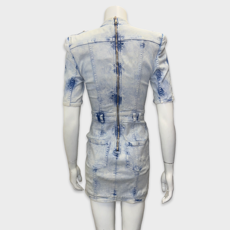 Balmain Washed Blue Denim Mini Dress