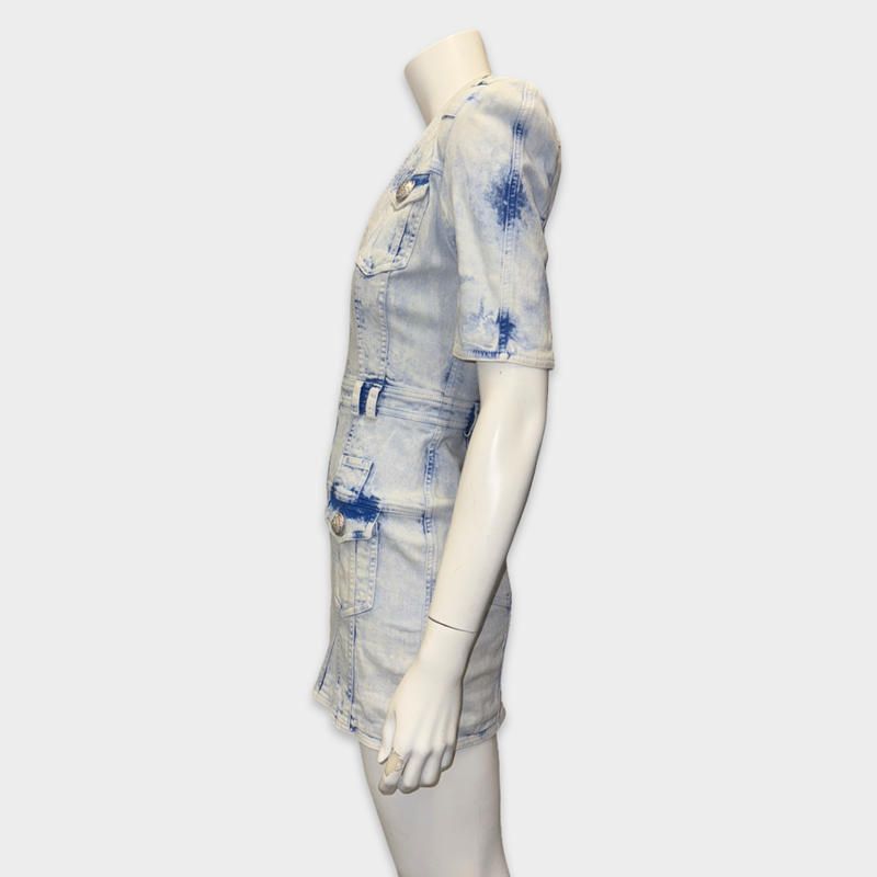 Balmain Washed Blue Denim Mini Dress