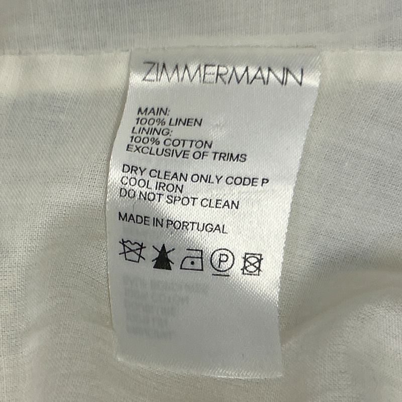 Zimmermann White Linen Button-Down Dress With Yellow And Blue Floral Pattern