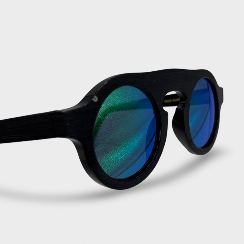 Solart Men's Globo Black with multicolour glass Sunglasses