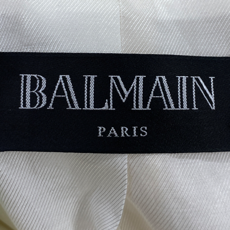 Balmain women's ecru double breasted jacket with gold buttons