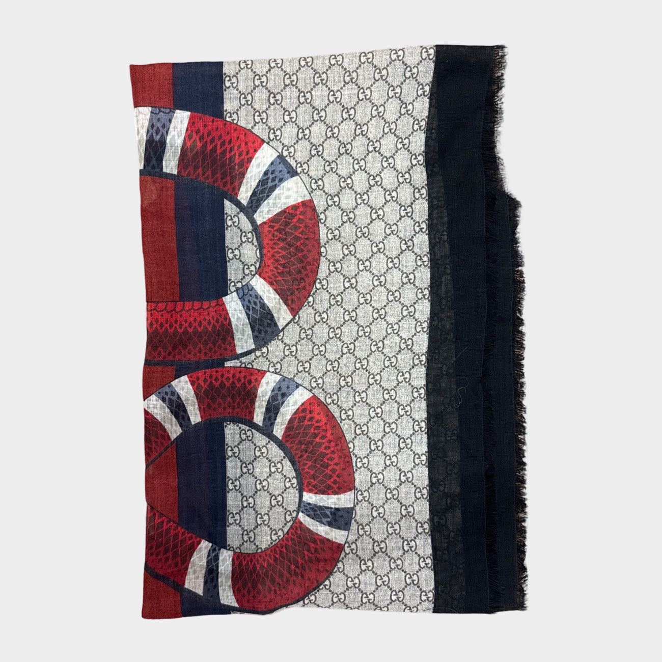 GUCCI★素敵！UNISEX STRIPED WOOL LONG SCARF W/ SNAKE LOGO GUCCI☆素敵！UNISEX STRIPED WOOL LONG SCARF W/ SNAKE LOGO