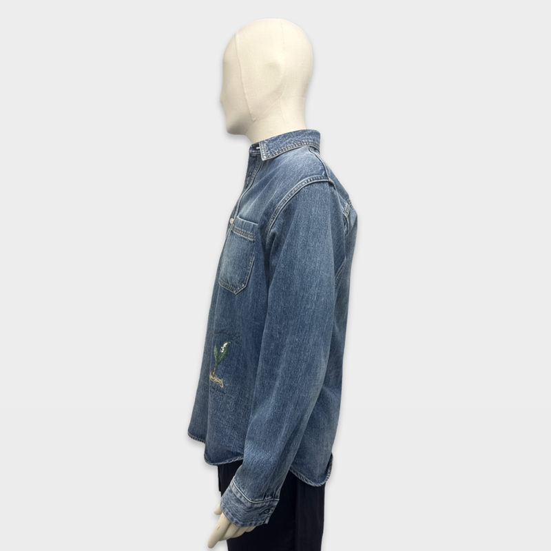 Christian Dior Men's Blue denim shirt with embroidered details