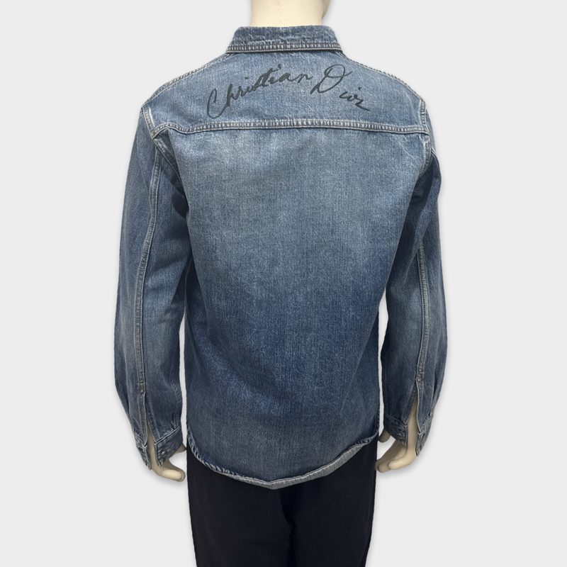 Christian Dior Men's Blue denim shirt with embroidered details