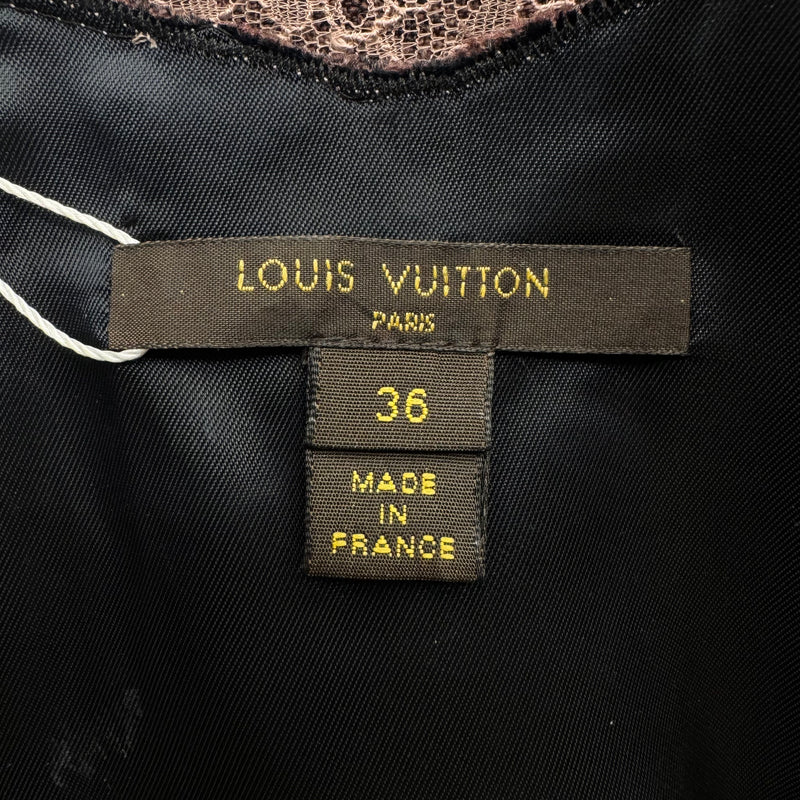 Louis Vuitton Textured Wool Blend Midi Dress with Lace Trim