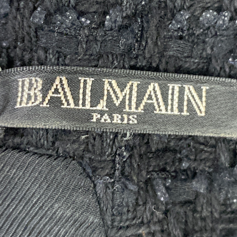 Balmain black tweed gold buttons sleeveless dress
