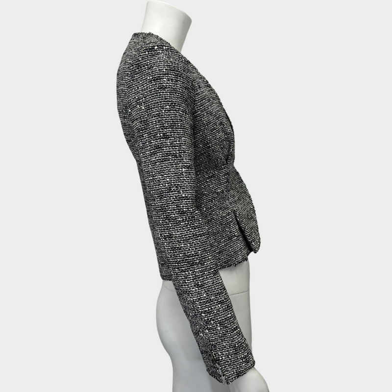 BALENCIAGA women's black and white tweed jacket