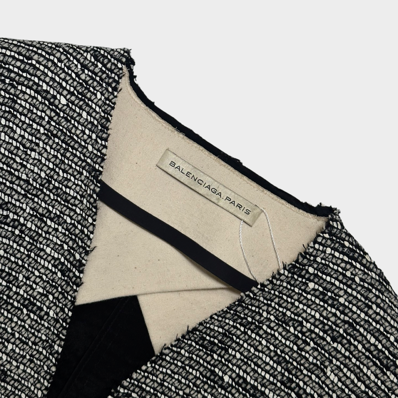 BALENCIAGA women's black and white tweed jacket