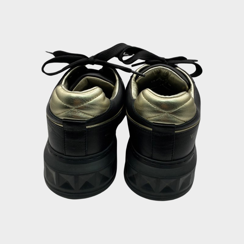 Valentino Garavani women's black gold stud trainers