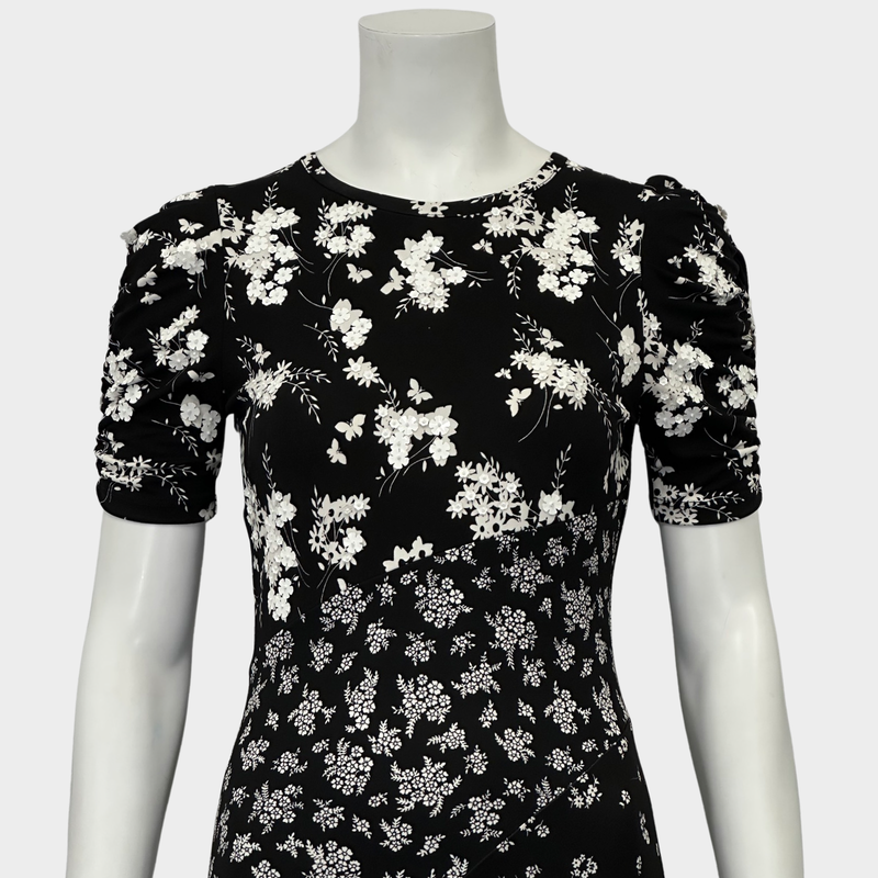 MICHAEL KORS black and white flower print short sleeve dress